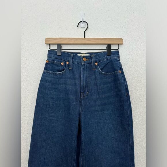 Madewell Baggy Straight High Rise Jeans in Dark Worn Indigo Wash Size 23 NH643 - Picture 4 of 13